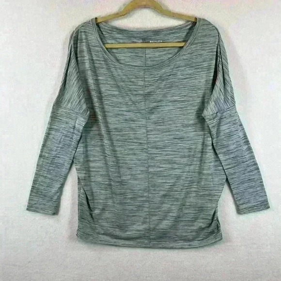 Athleta Top Women’s Medium Essence Flow Spacedye Blue Boat Neck - Picture 1 of 9